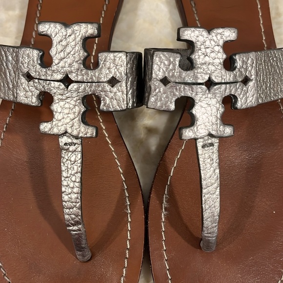 Tory Burch Moore Sandals metallic pewter size 9 - Picture 2 of 9